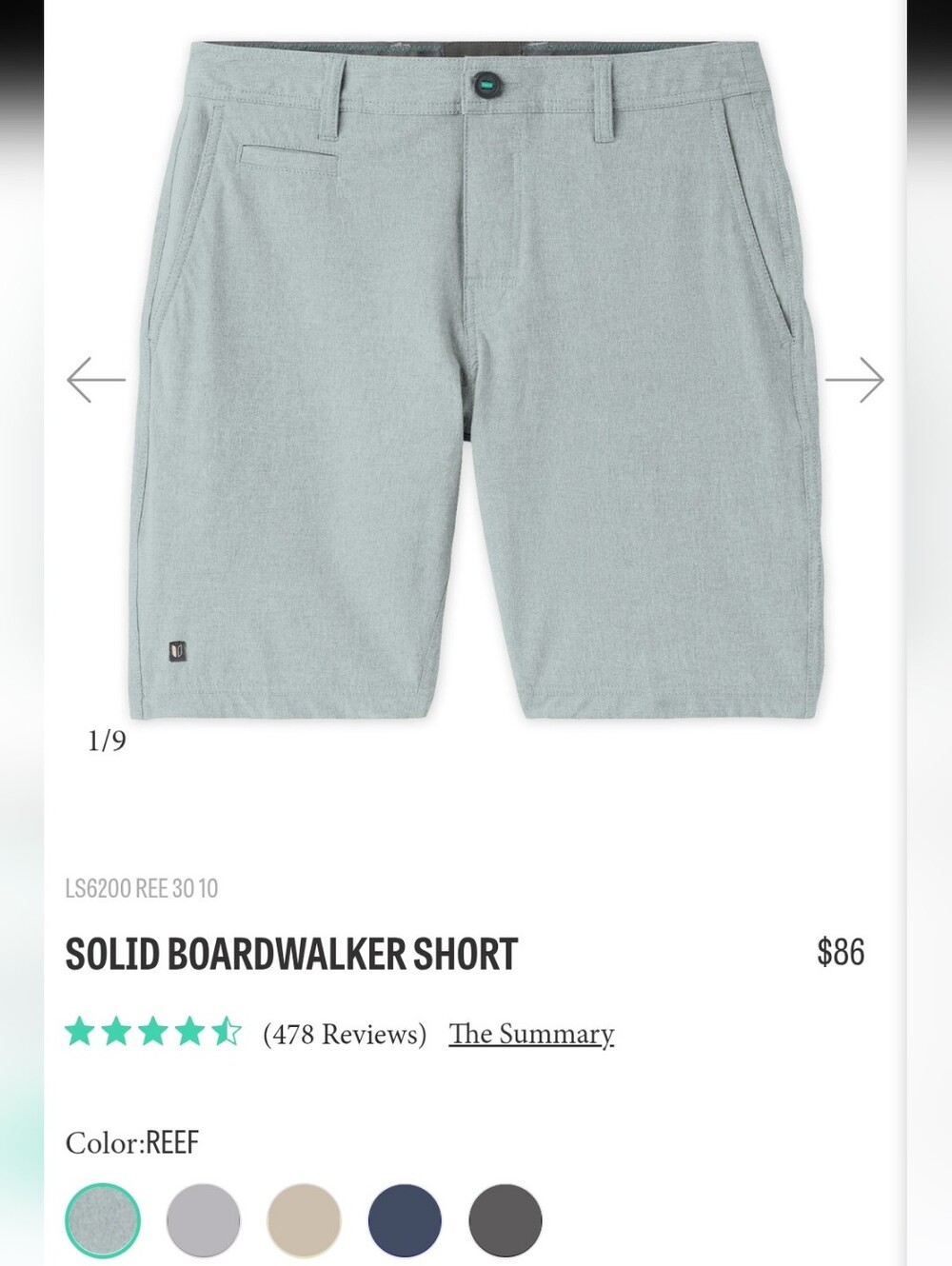 MEN'S LINKSOUL CASUAL SOLID BOARDWALKER SHORT COLOR REEF GREEN SIZE 38